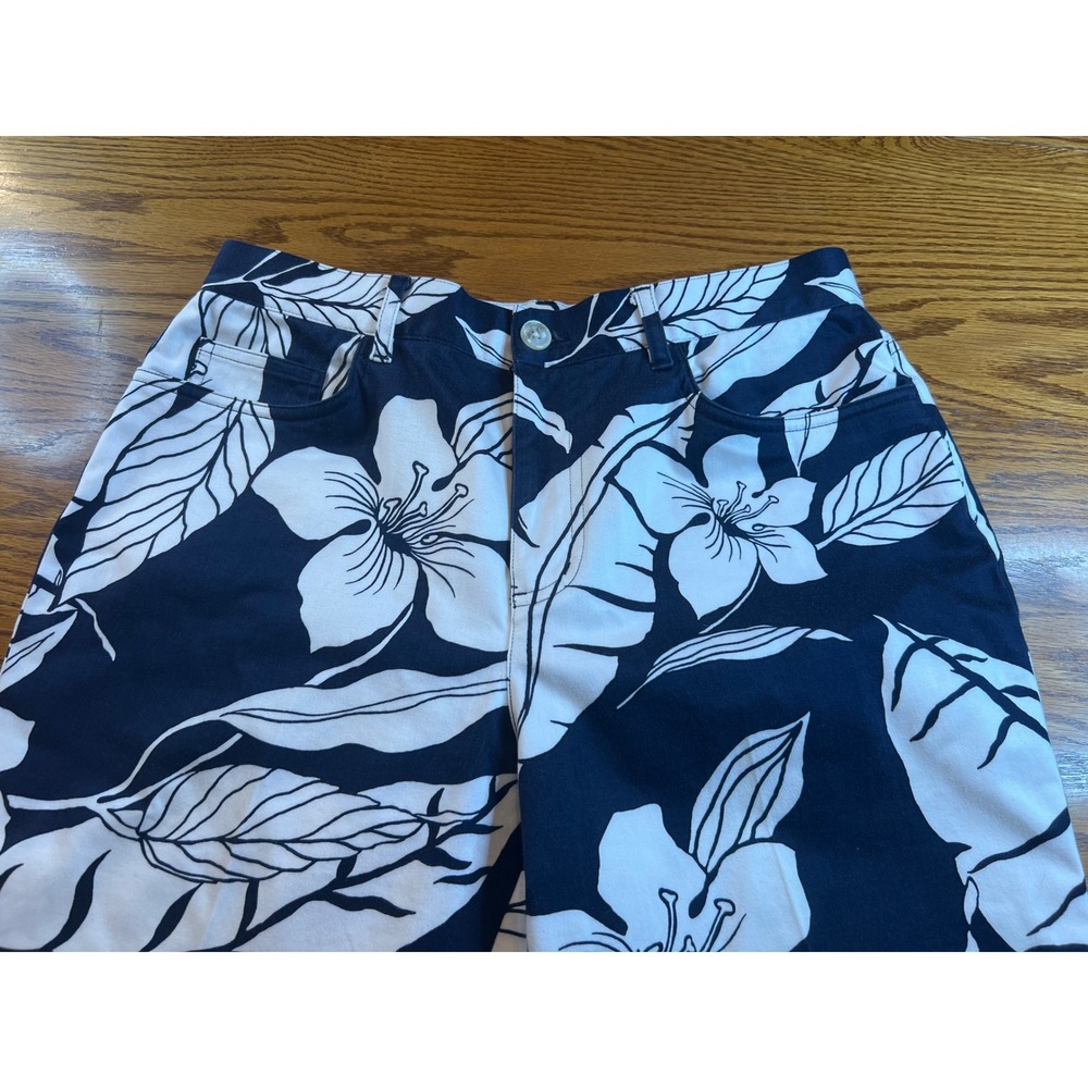 Lauren Ralph Lauren Womens Navy Blue White‎ Tropical Floral Straight Leg Pants 8 - Picture 5 of 11